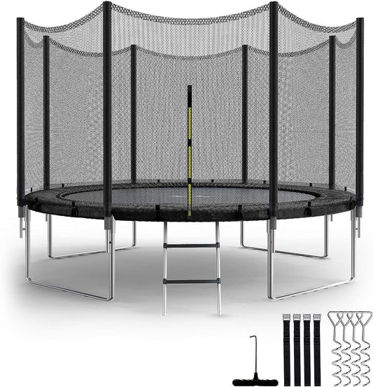12FT Backyard Trampoline for Children Adults (Safety Enclosure) - 12ft Black